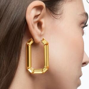Swarovski Lucent Elegant Gold Crystal Hoop Earrings